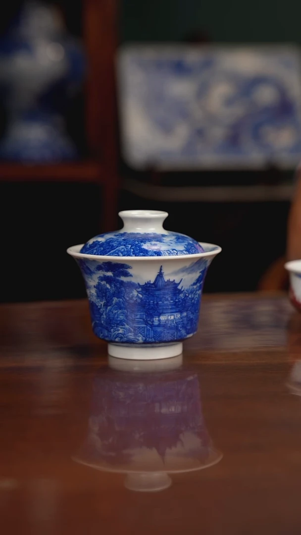 自成堂柴窑青花楼阁
