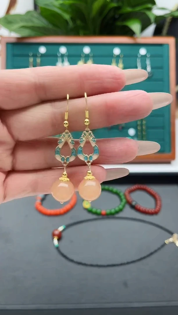 【闪购商品】玛瑙/玉髓耳饰银S925镶嵌382