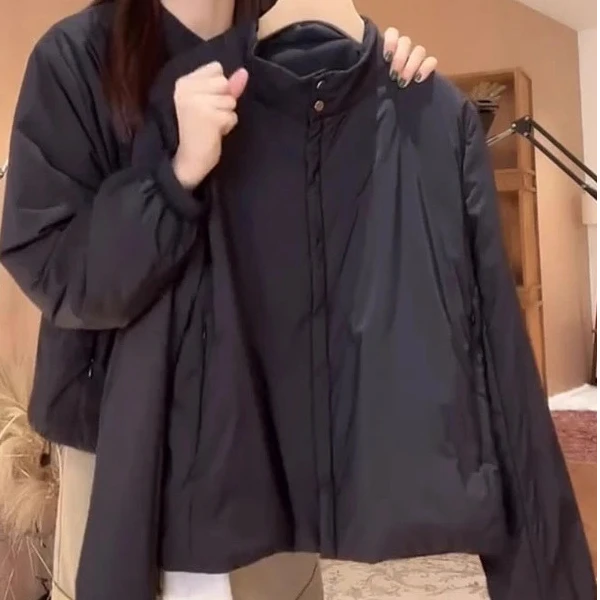 黑色立领夹克外套女装2025秋冬新款宽松简约百搭休闲短款长袖上衣