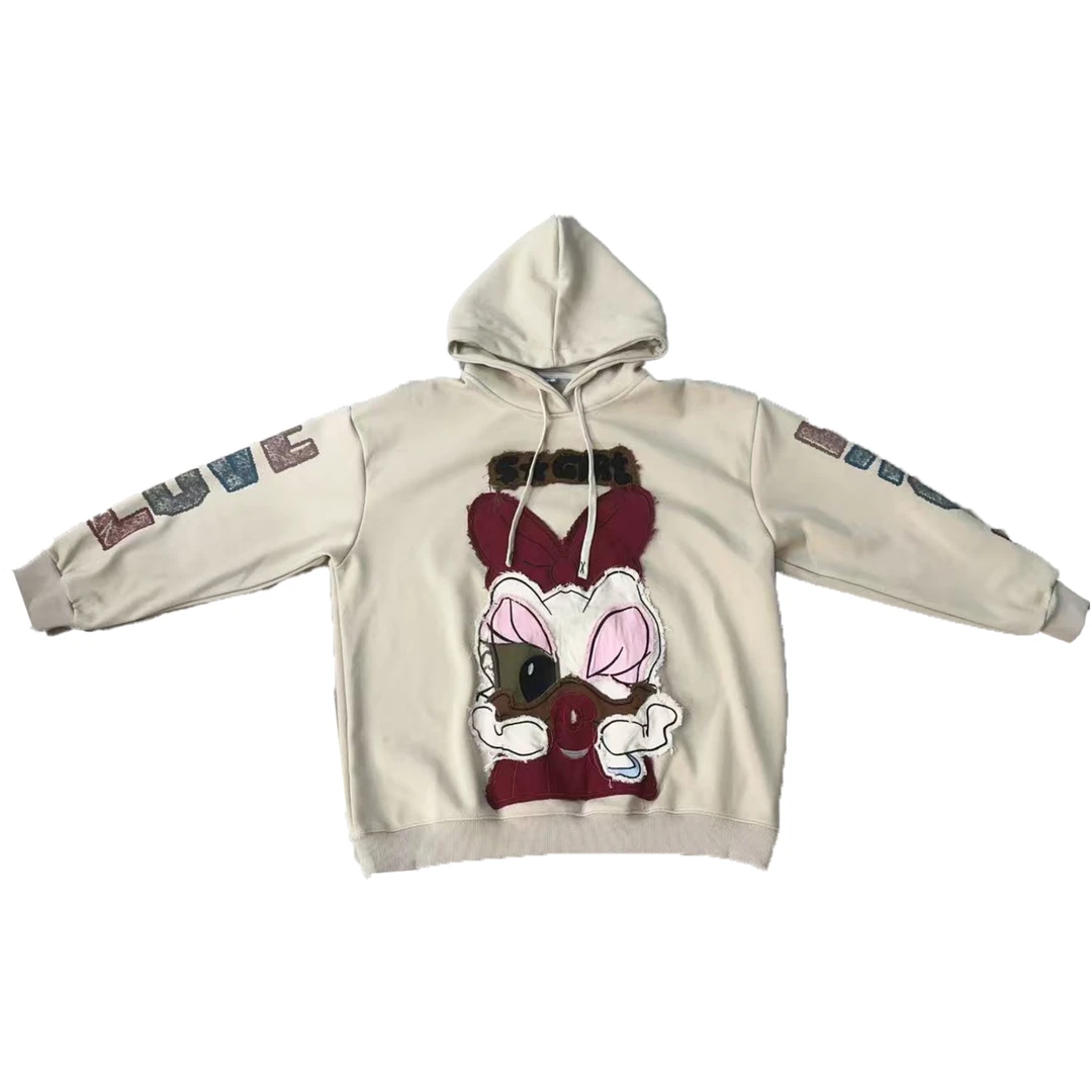 【KK推荐】2024年秋冬新款休闲潮牌加绒加厚贴布卫衣7576