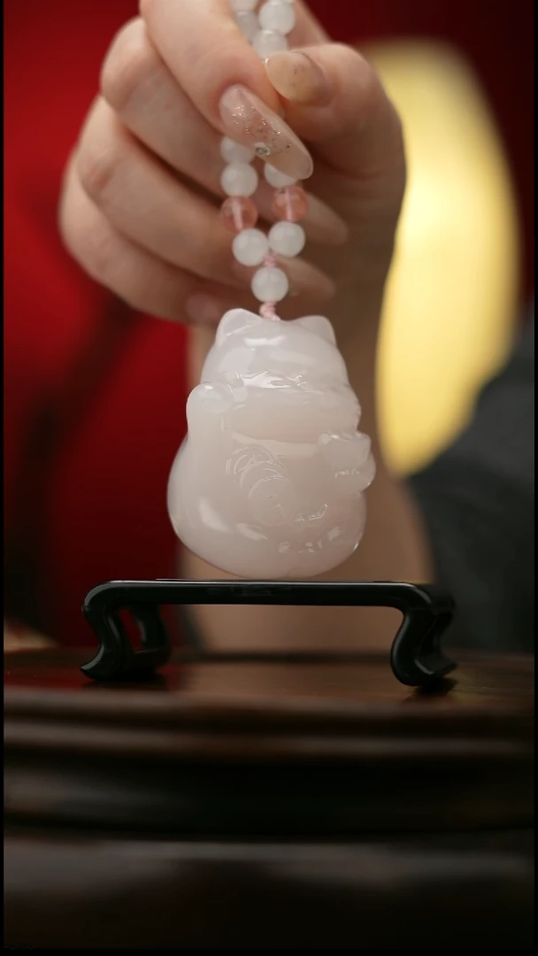 玉【招财猫】天然玉石手把件