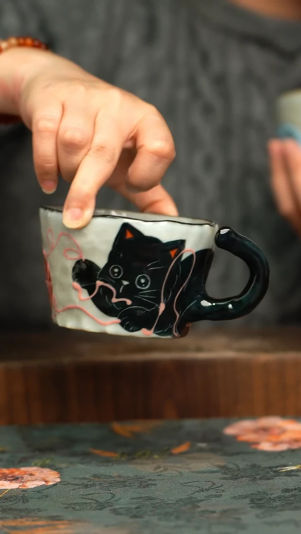 杯釉下彩手工手绘同款陶器