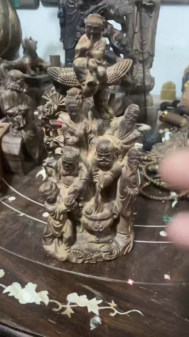 【闪购商品】木木雕新年快乐香木摆件