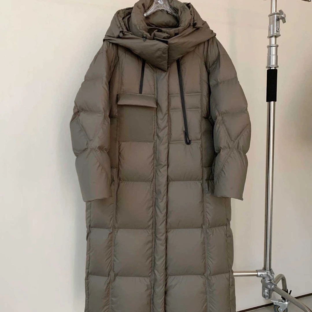 【90白鸭绒】 亲子长袖时尚厚款连帽过膝长款羽绒服-7619