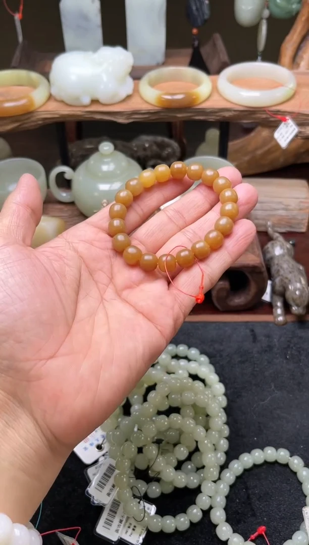 【闪购商品】和田玉手串未镶嵌卡10且末金山糖 老型A