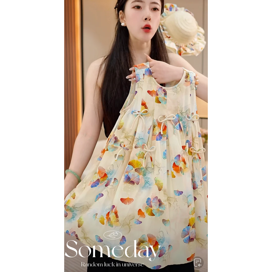 现货-【彩色银杏】女童连衣裙2025新款洋气夏款女孩裙子