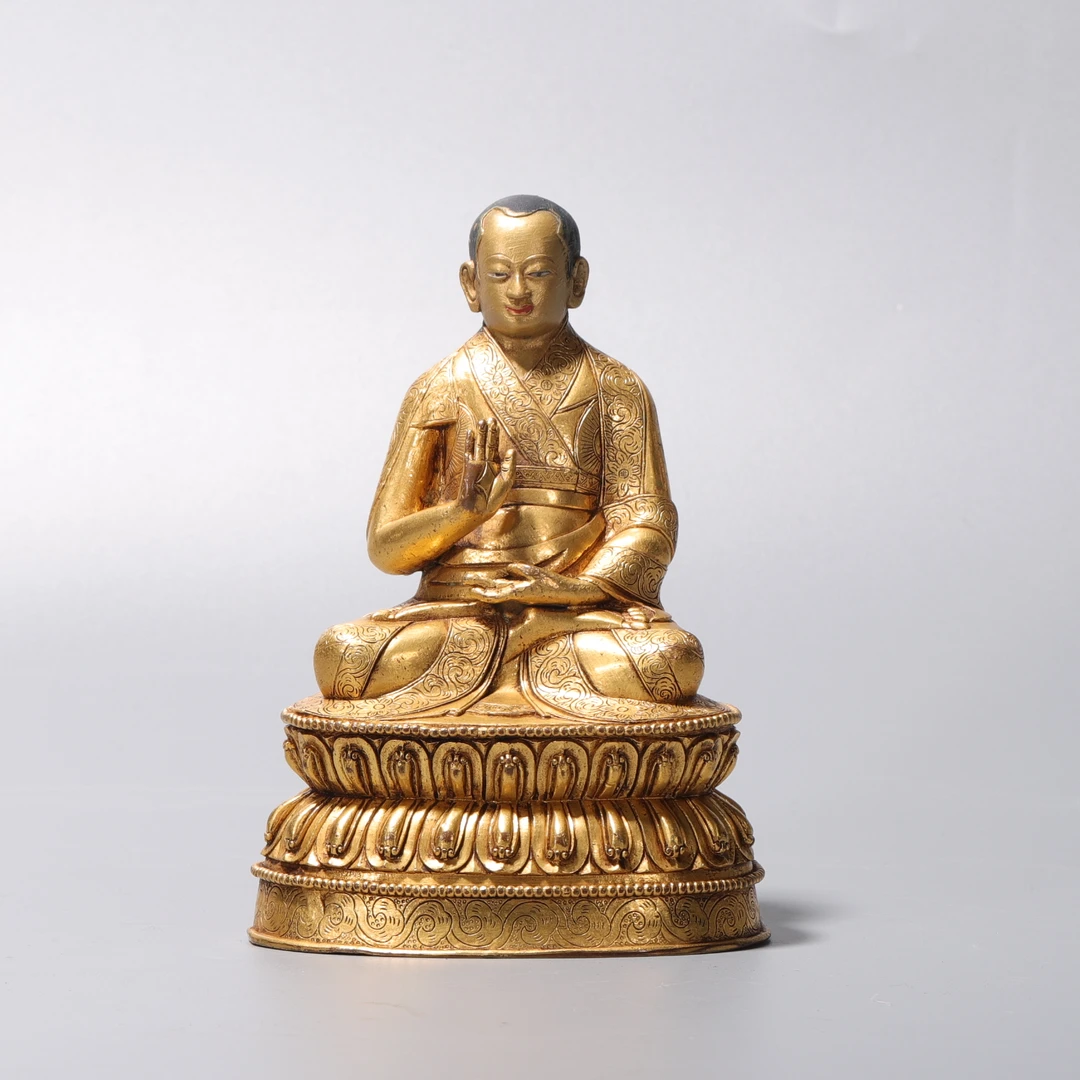 lot28 清代 铜鎏金上师像