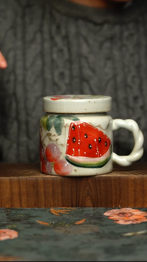 杯釉下彩手工手绘同款陶器