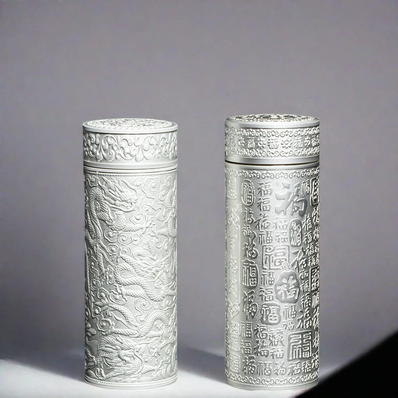 高端精美九龙百福银杯子银离子水杯高档送人礼品商务水杯保温杯