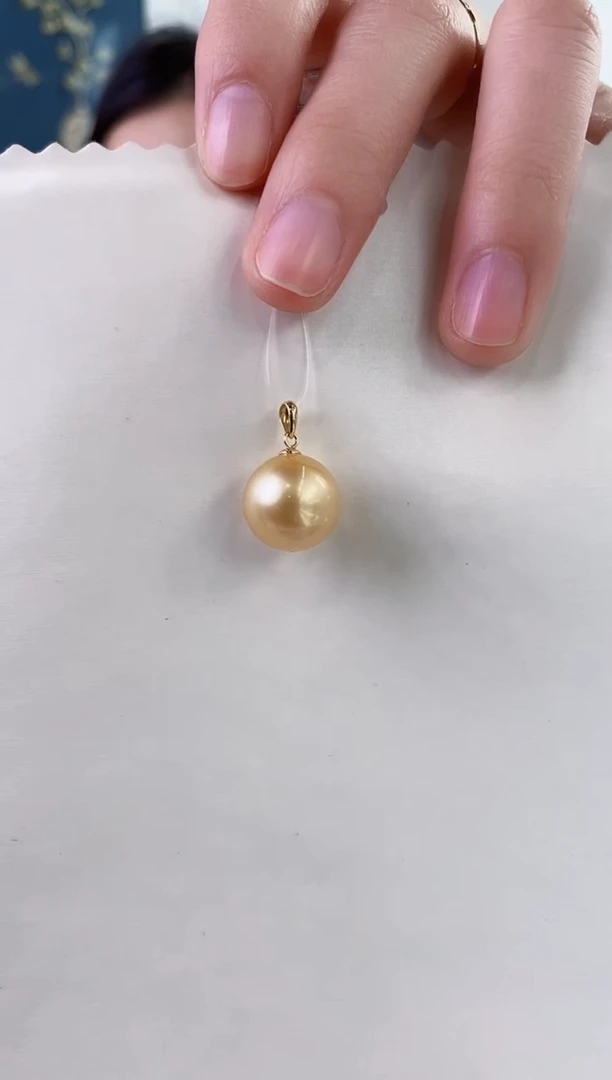 【闪购商品】海水珍珠吊坠(不含链)18K金镶嵌12-13南洋金珍珠吊坠