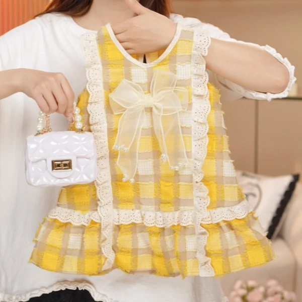 女童2025连衣裙新款洋气夏款格子裙清爽透气吊带裙女孩外出户外