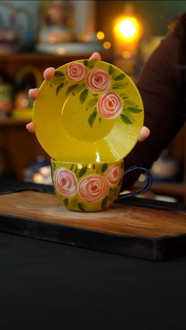 杯手绘心瓷陶瓷浮力