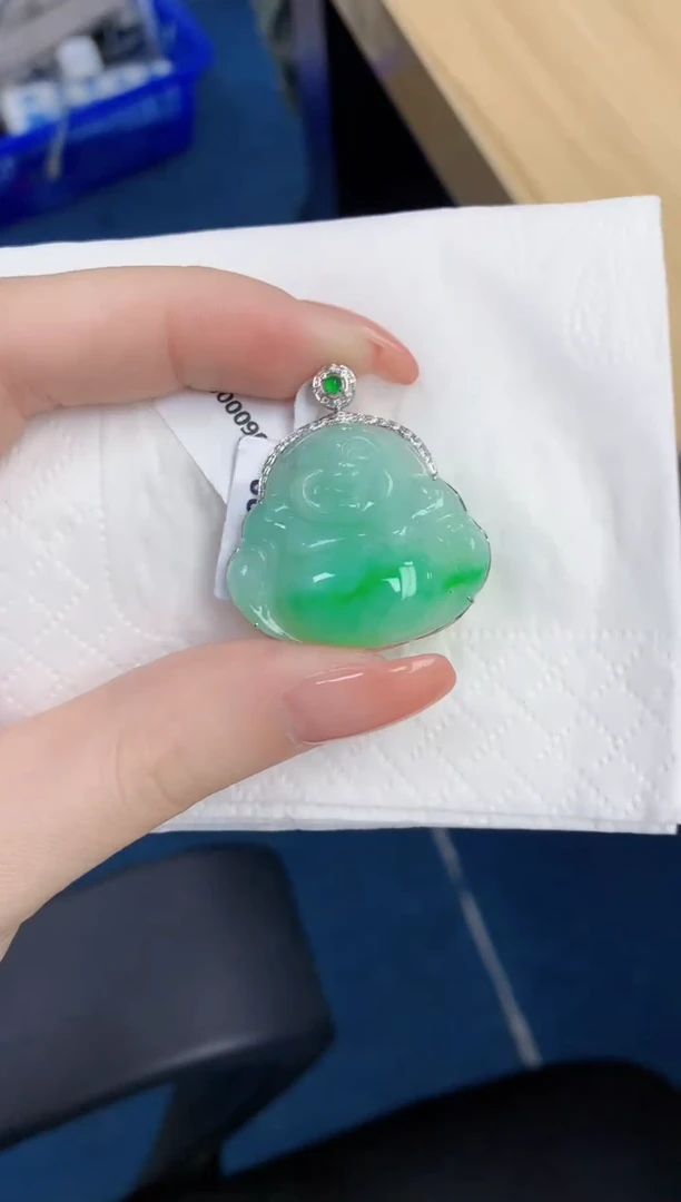 【闪购商品】翡翠颈饰18K金镶嵌天然缅甸翡翠A货