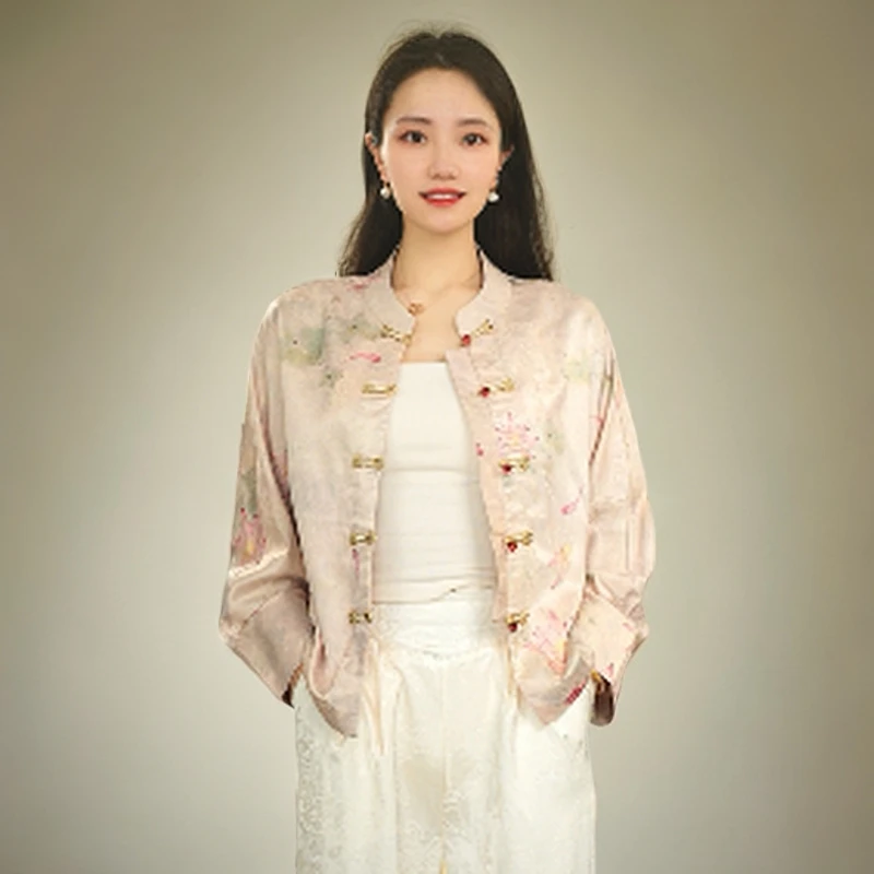 【荷塘月色】气质中国风时尚上衣长袖女装夏季提花开衫中式外套