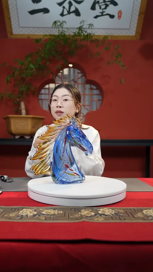 【闪购商品】琉璃手工艺品蓝色马首