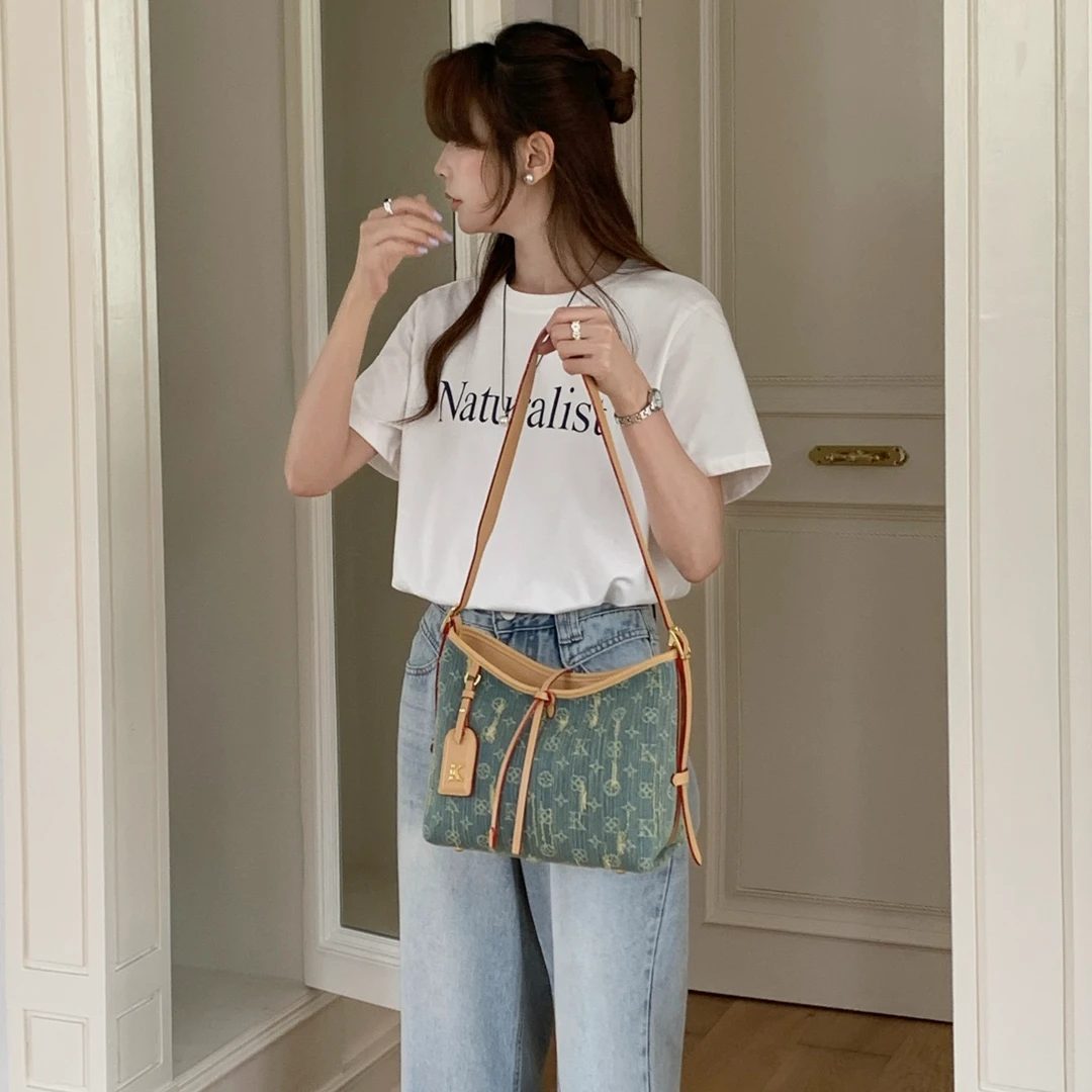 女包时尚休闲单肩包百搭洋气斜挎包高级感小众设计水桶包-UK98909