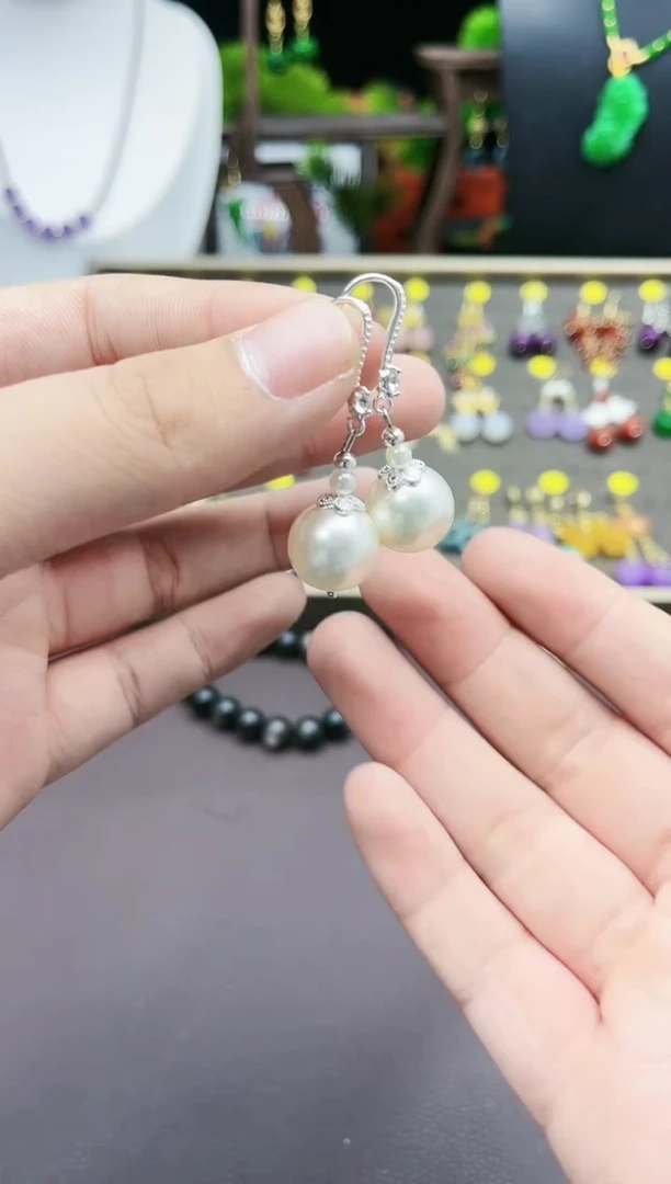 【闪购商品】拼合珍珠（马贝珠）耳饰银S925镶嵌218000