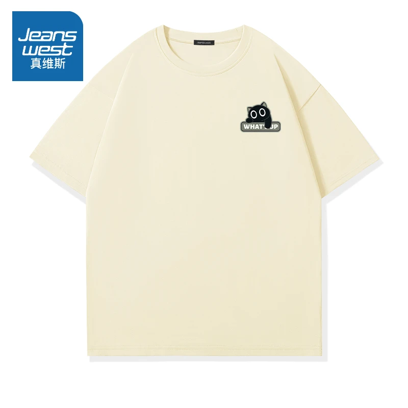 真维斯纯棉短袖T恤男女夏季休闲宽松体恤印花日系圆领ins潮牌上衣