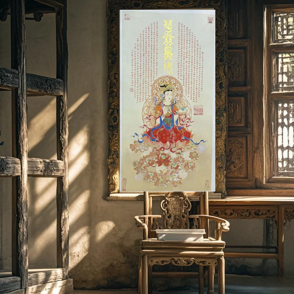 佛画传承《花开见佛观自在》