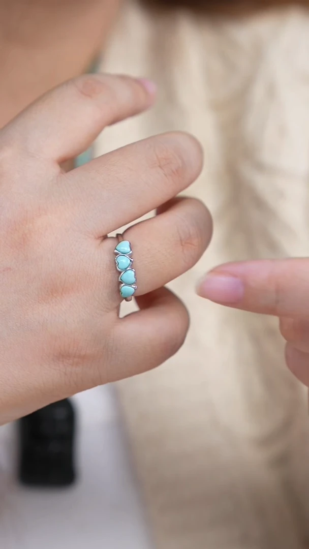 银S925镶嵌绿松石戒指AH7472