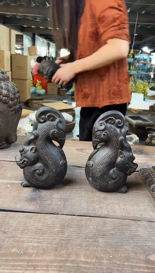 陶土丨龙凤尊一对