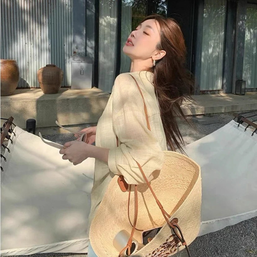 【影姐宠粉】2025新款空气感肌理韩版宽松气质衬衫3059