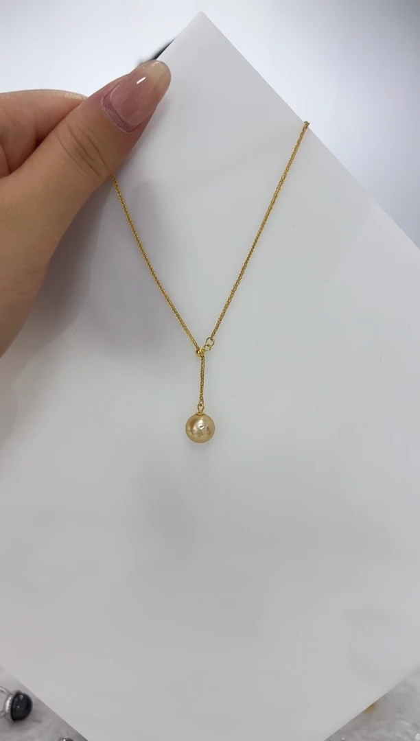 【闪购商品】海水珍珠DA银S925镶嵌金珠Y链 J199