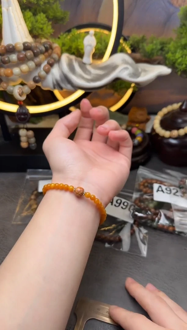 【闪购商品】蜜蜡手链未镶嵌蜜蜡梵高落日橘
