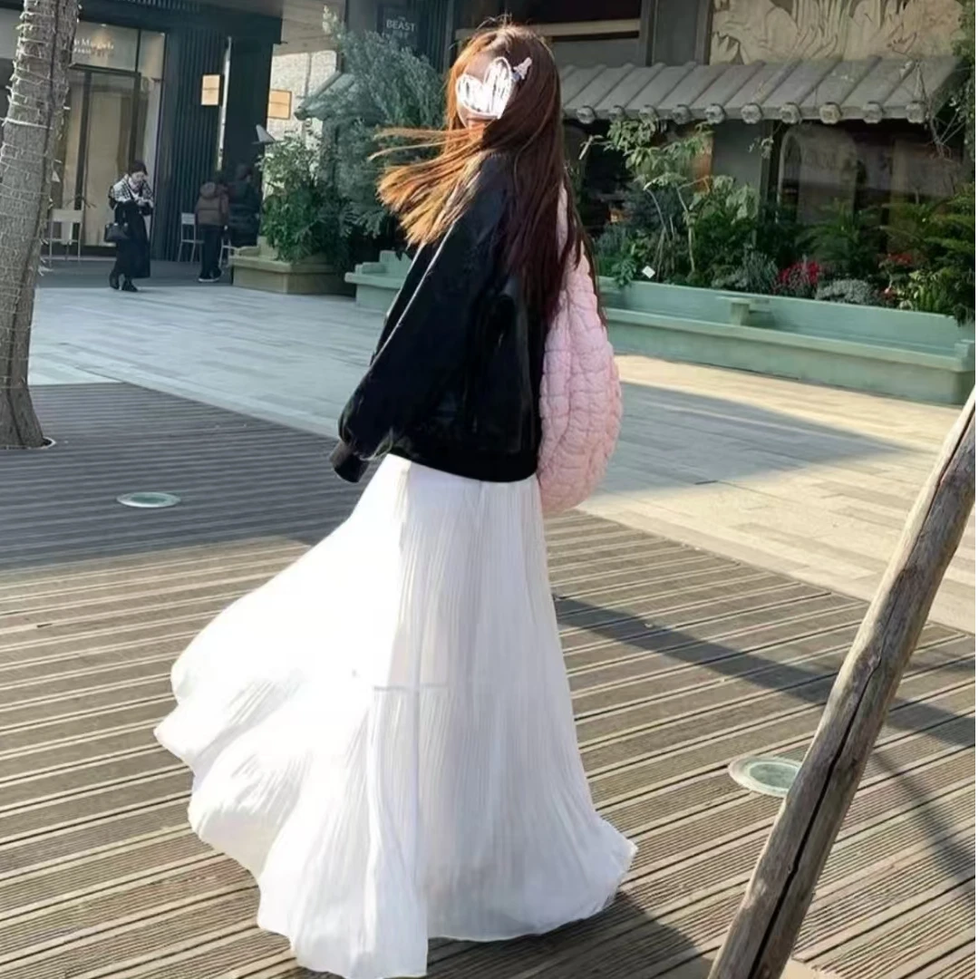 8068-春夏新款微胖显瘦女装半身裙气质高腰温柔风