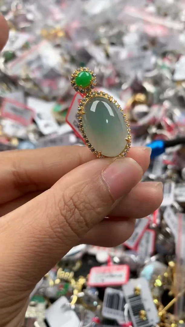 银S925镶嵌戒指翡翠333              10