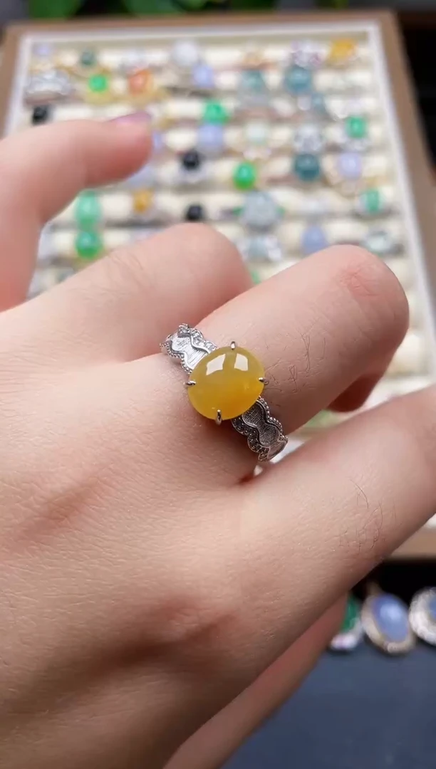 银S925镶嵌戒指翡翠156