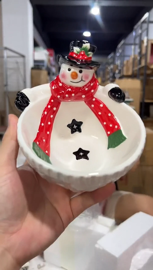 瓷片陶瓷原盒雪人碗