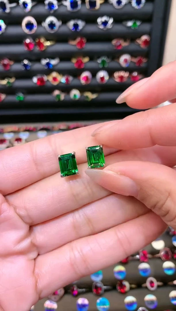 【闪购商品】透辉石耳饰银S925镶嵌79白