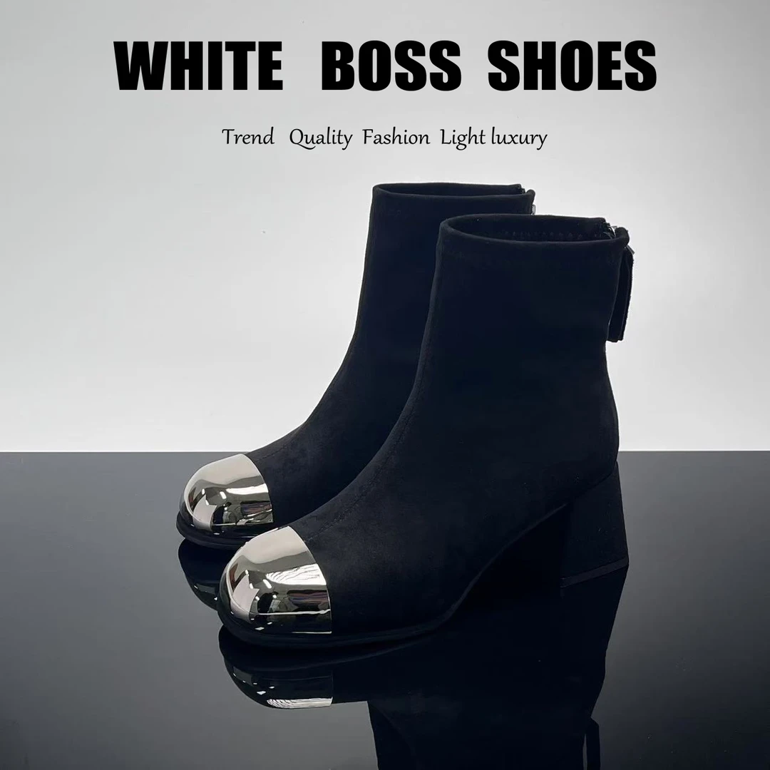 新款时尚百搭瘦瘦靴粗跟休闲马丁靴厚底女鞋 987