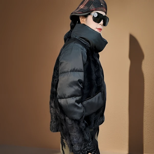 高档时尚水貂拼外套