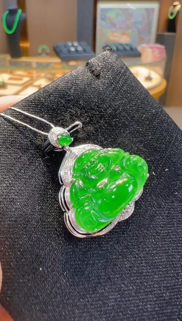 翡翠18K金镶嵌吊坠(不含链)