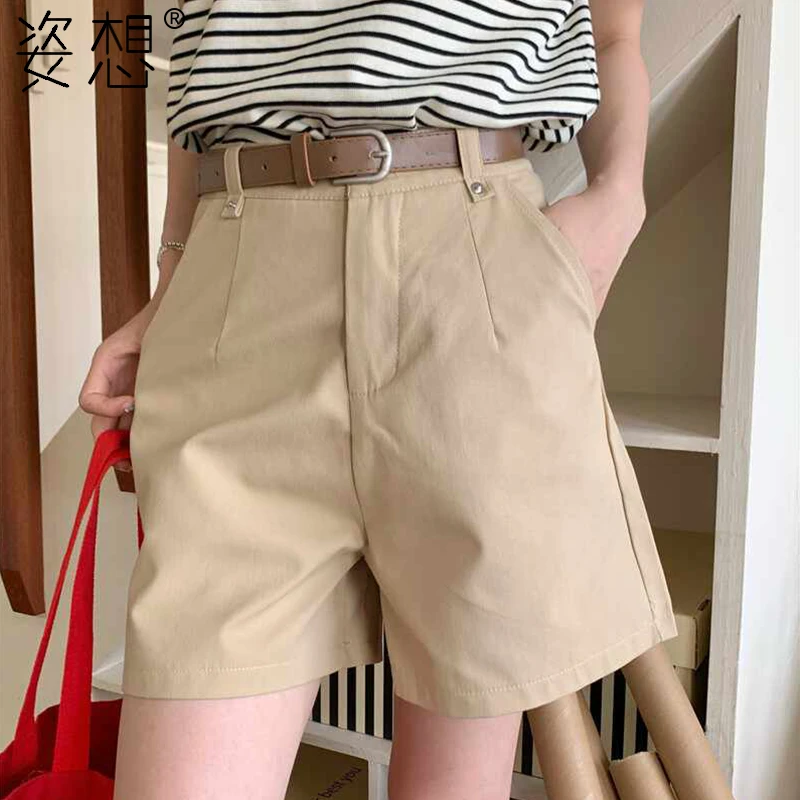 zixiang 高档中裤五分休闲裤高腰显瘦A字百搭短裤休闲裤子女夏