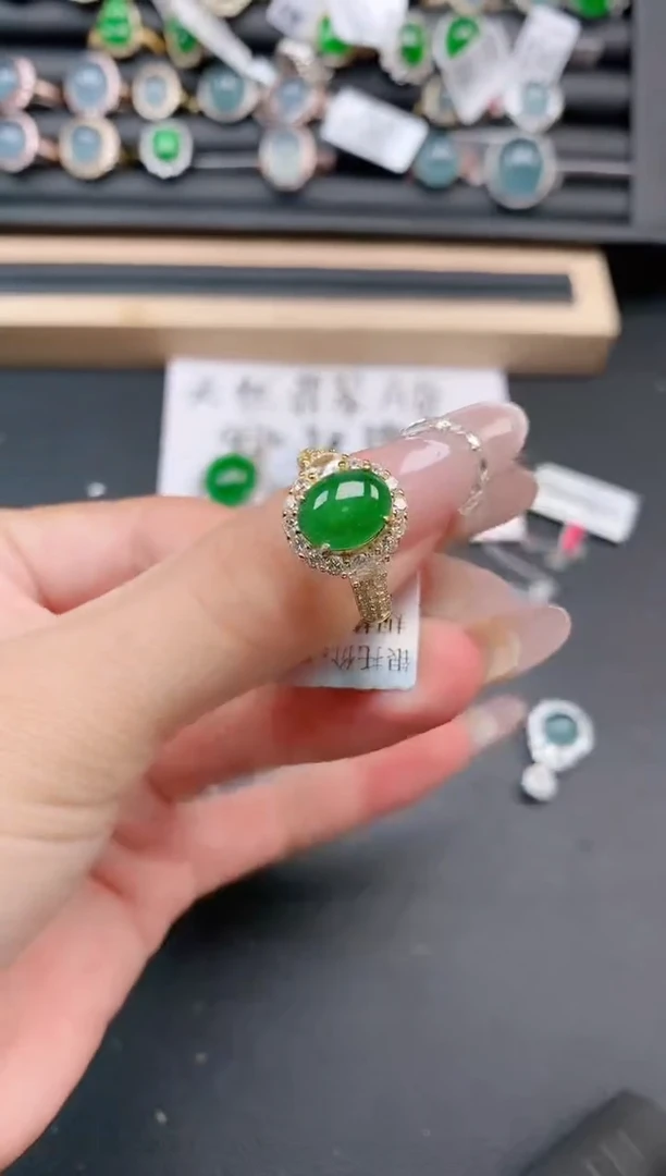 银S925镶嵌戒指翡翠11111