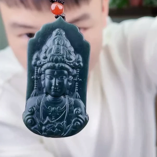 新疆和田玉青玉观音头吊坠（拍一发一，多样性发货！）