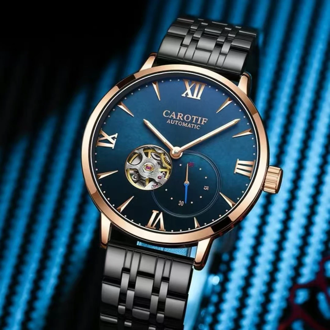 经典轻奢休闲高级感百搭陀飞轮自动机械表指针式防水夜光男士手表