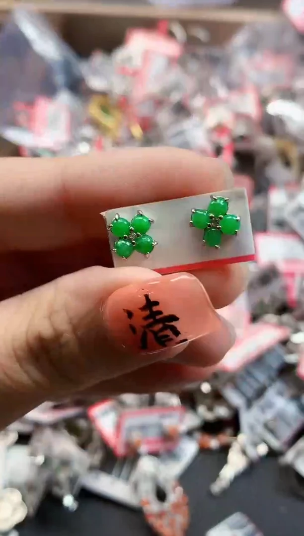 银S925镶嵌戒指翡翠天然A货缅甸翡翠