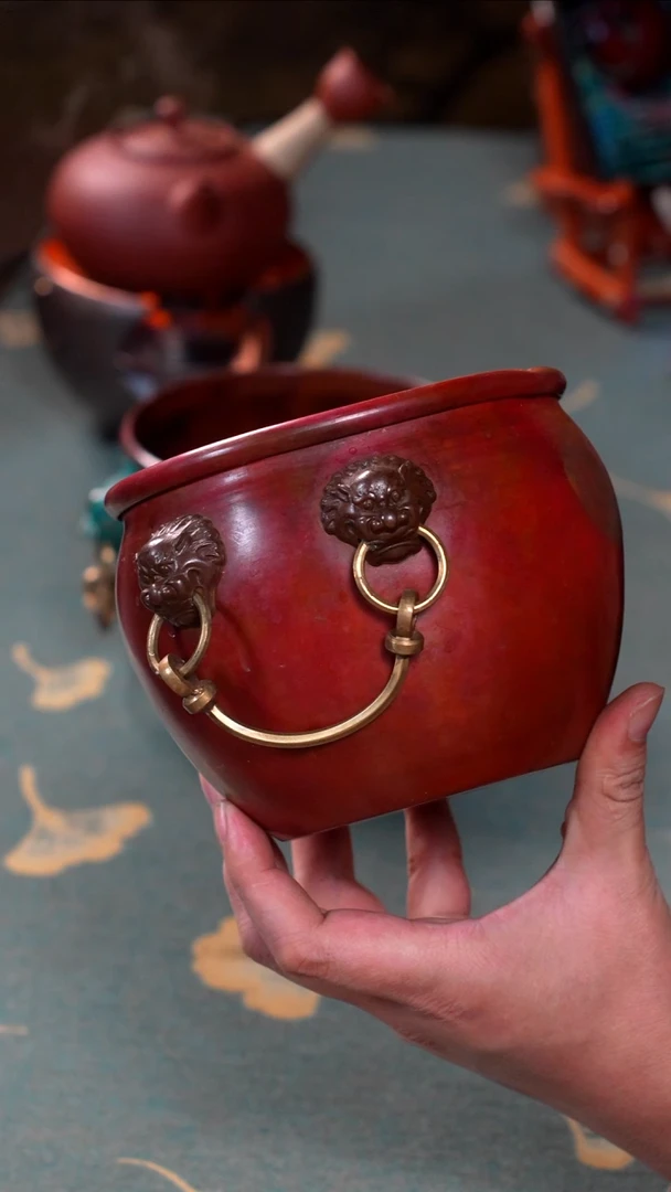 紫铜双耳红色建水