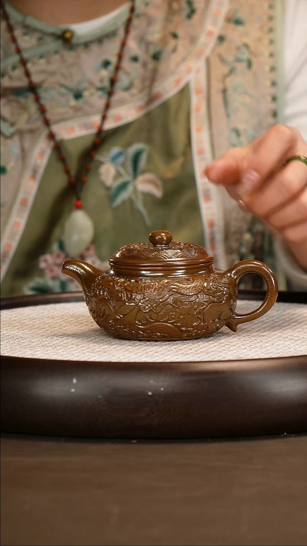 茶壶紫砂【潘洪均】大红袍（均釉烧） 仿古（黄）  230cc