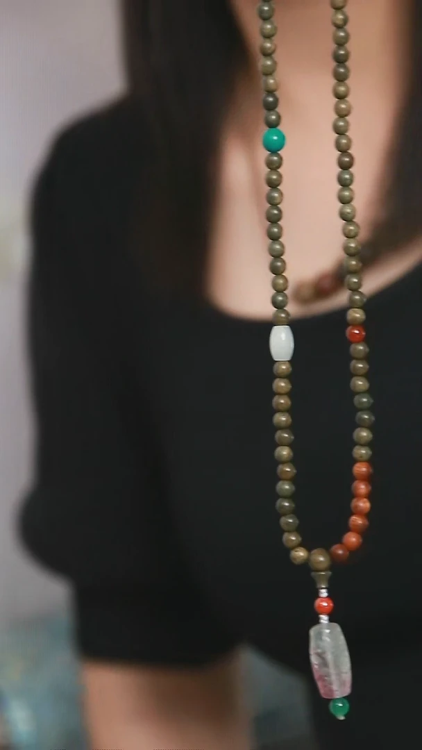 未镶嵌维腊木（绿檀）手串SC937绿檀0.6天珠108颗