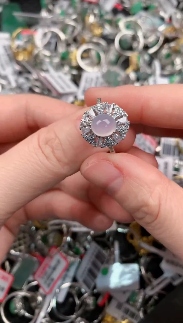 银S925镶嵌戒指翡翠555---10