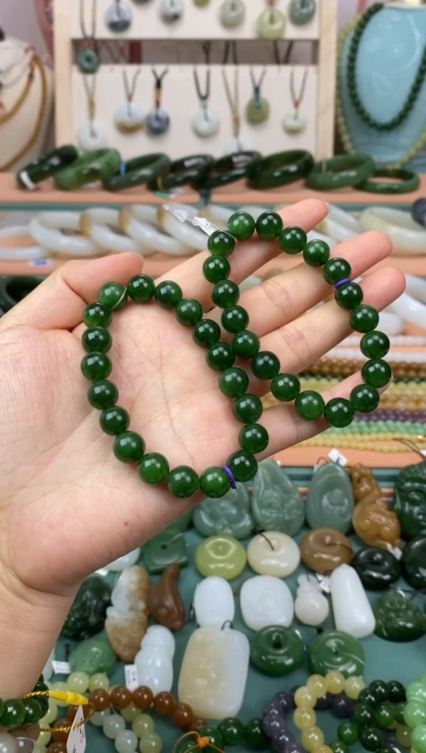 未镶嵌手串和田玉（碧玉）天然和田玉碧玉手串卡10（多样性发其一）
