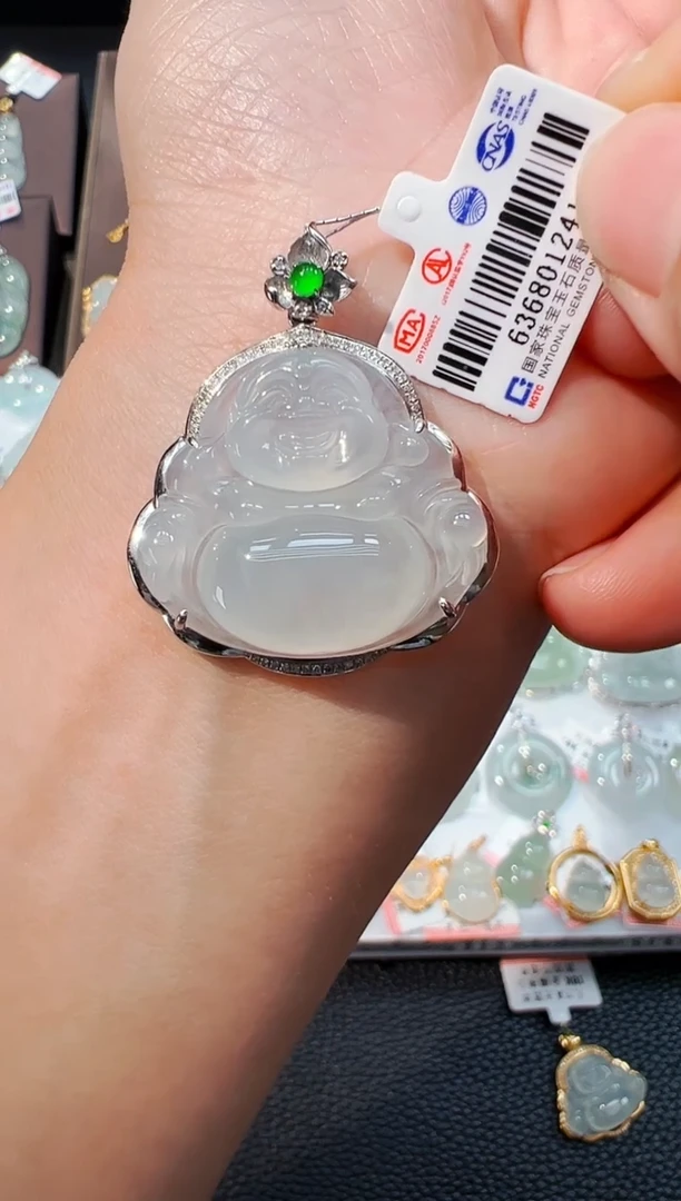 翡翠18K金镶嵌吊坠(不含链)佛公吊坠1241