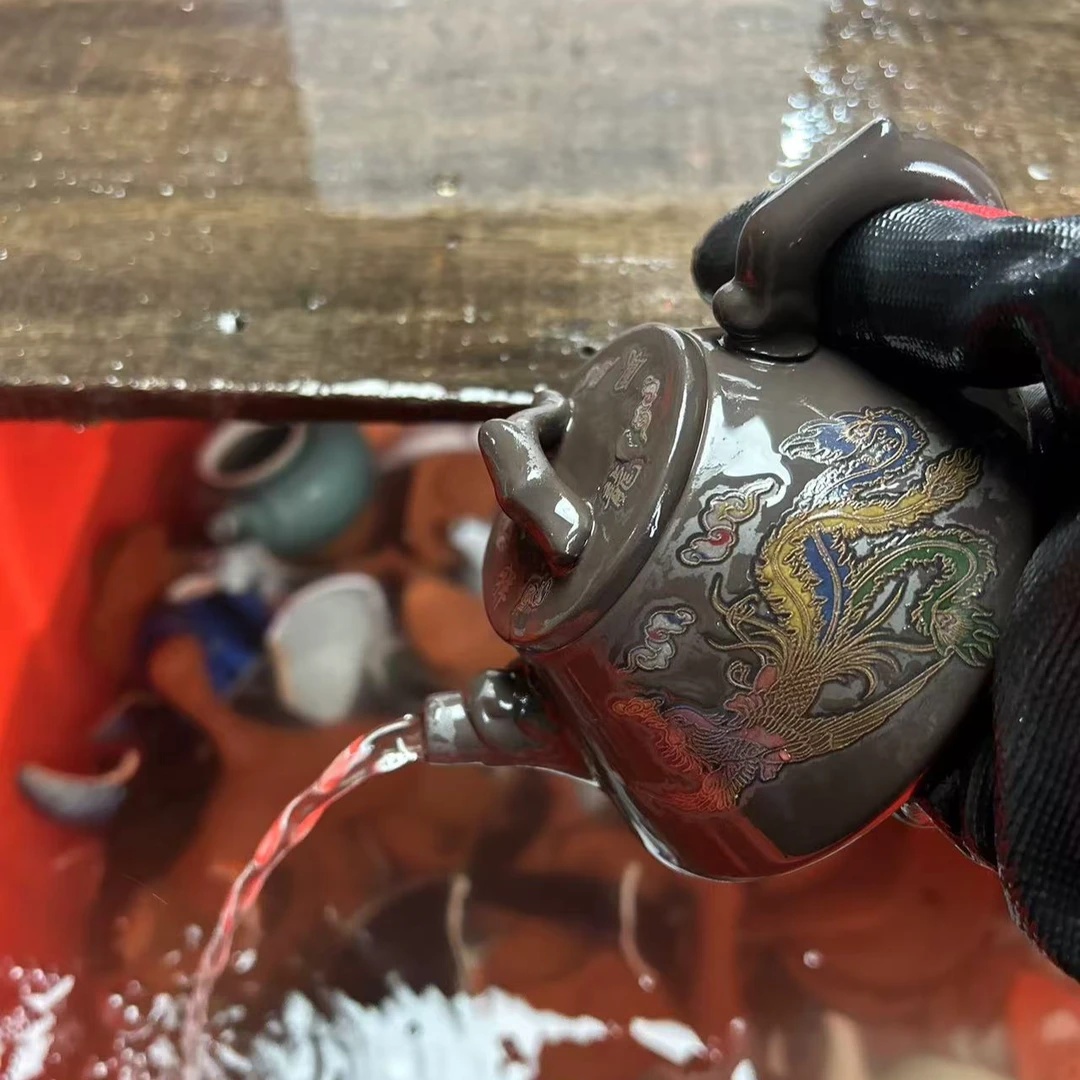 【闪购商品】原矿紫砂龙凤呈祥石瓢壶（周培源）A2