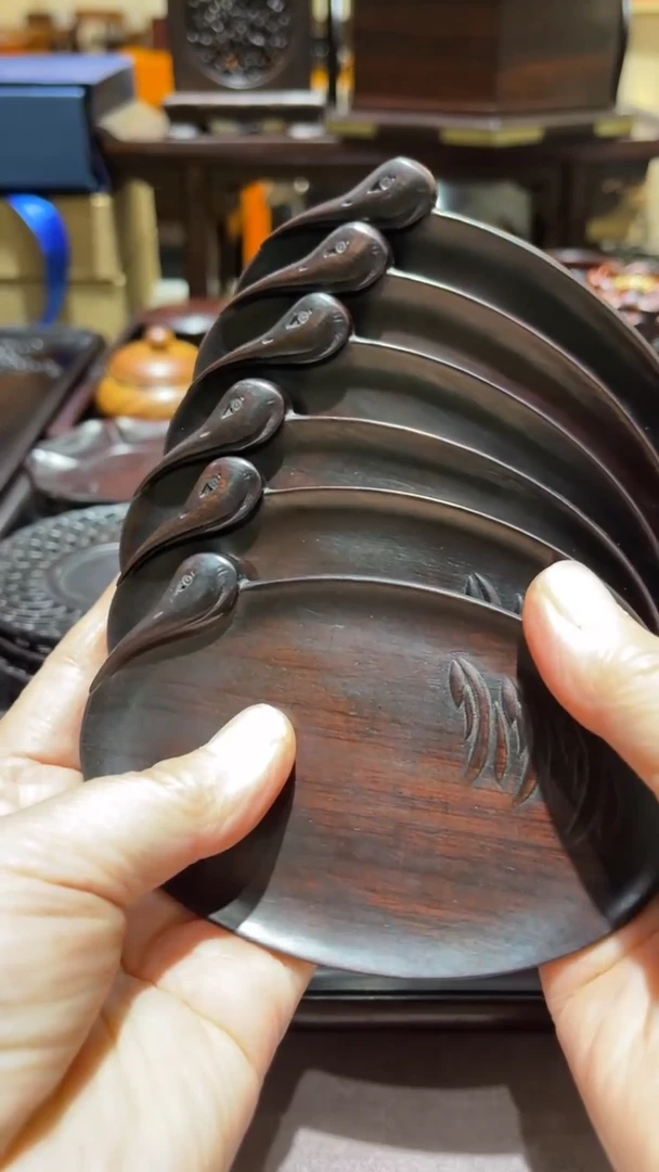 红酸枝木类精品木雕6片精工细作