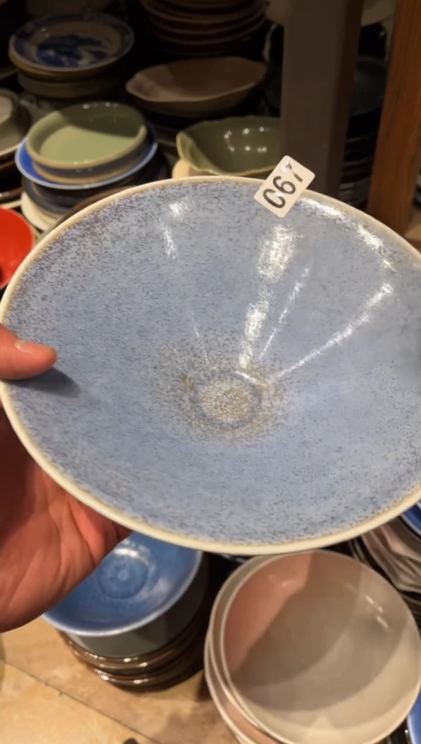 【闪购商品】瓷片67  微瑕蓝色斗笠碗1个